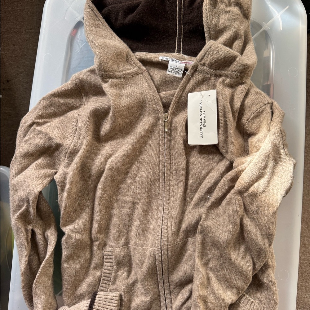 Evelyn Grace Women's Cashmere Jacket - Tan - Picture 2 of 2